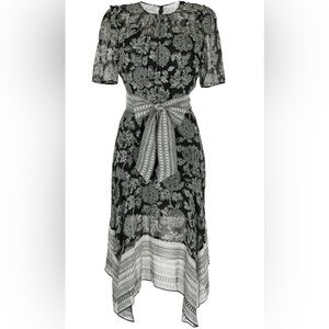 VERONICA BEARD Smita‎ Batik Floral Print Silk Dress Short sleeve belted midi 2